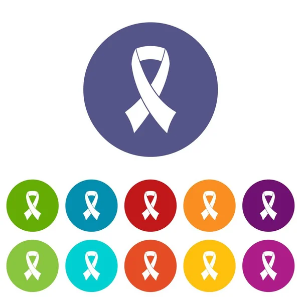 Conjunto de iconos de cinta de conocimiento de cáncer de mama — Archivo Imágenes Vectoriales