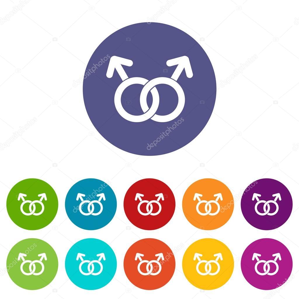 Gay love sign set icons