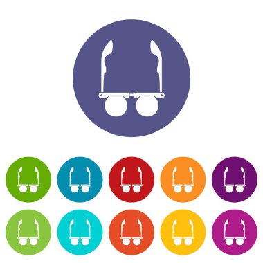 Gözlük siyah yuvarlak lensler ile Icons set