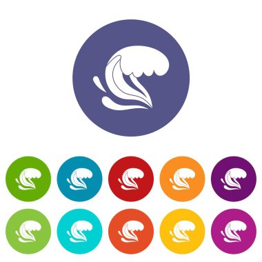 Sörf dalga Icons set