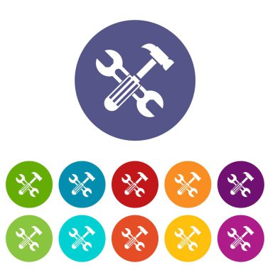 Çekiç ve vidalı ayarlama simgeleri anahtarı