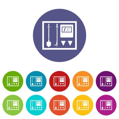 Yangın kalkan Icons set