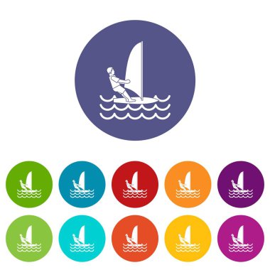 Adam windsurf set simgeleri