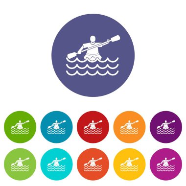 Bir Kano içinde erkek atlet Icons set