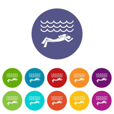 Dalgıç elbisesi dalgıç adam Icons set