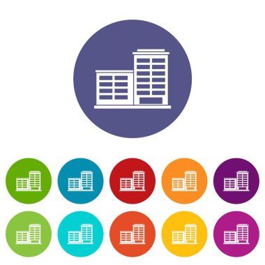 Üretim fabrika binası set simgeleri