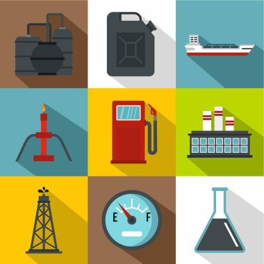 Petrol Icons set, düz stil