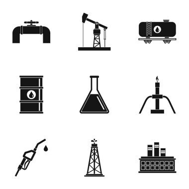 Petrol üretim Icons set, basit tarzı