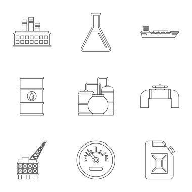 Yakıt Icons set, anahat stili