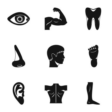 İnsan vücudu Icons set, basit tarzı