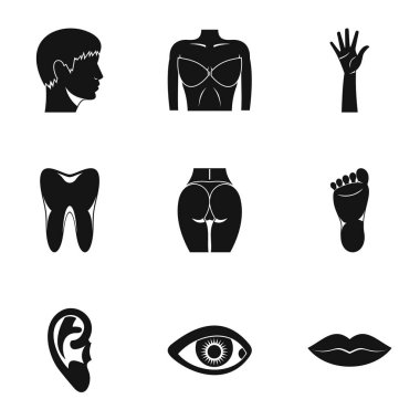 Vücut Icons set, basit tarzı dış kısmı