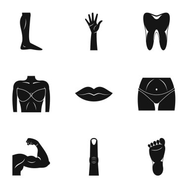 İnsan vücudu Icons set, basit tarzı