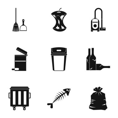 Çöp Icons set, basit tarzı