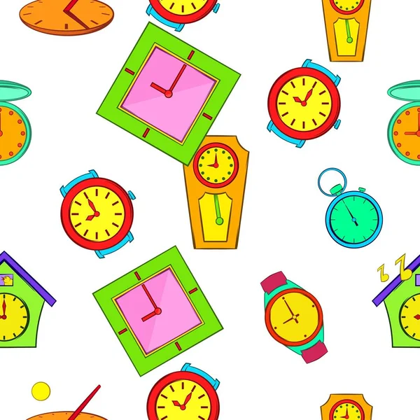 Kinds of watches pattern, cartoon style — Stock Vector