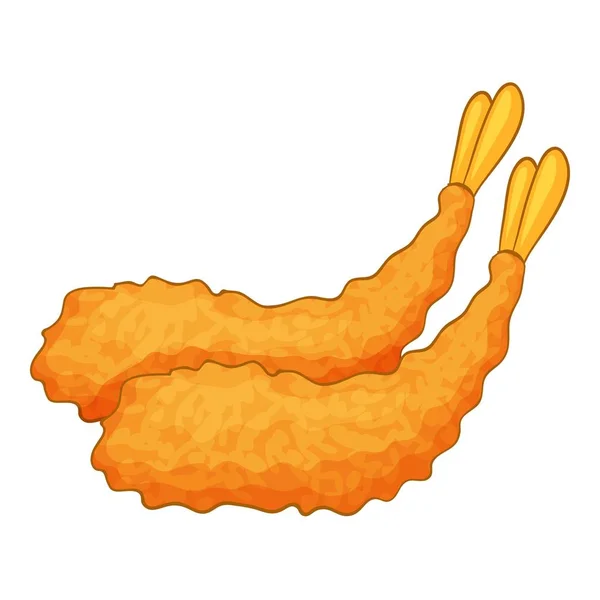 Icona di gamberetti fritti, stile cartone animato — Vettoriale Stock