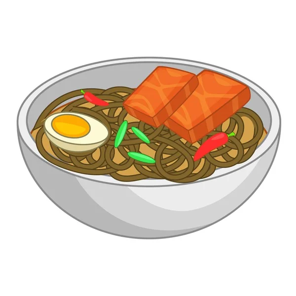 Japanese soup with green tea soba noodles icon — Stock Vector