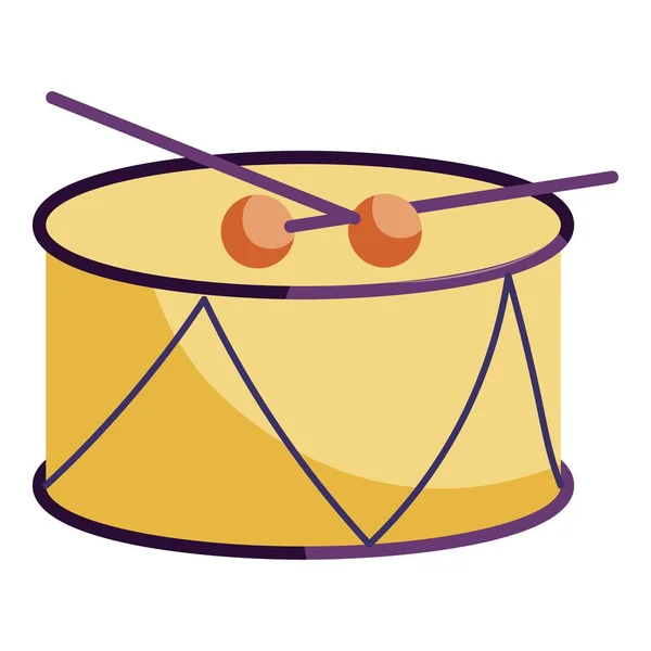 Drum and drum sticks icon, cartoon style — Stock Vector