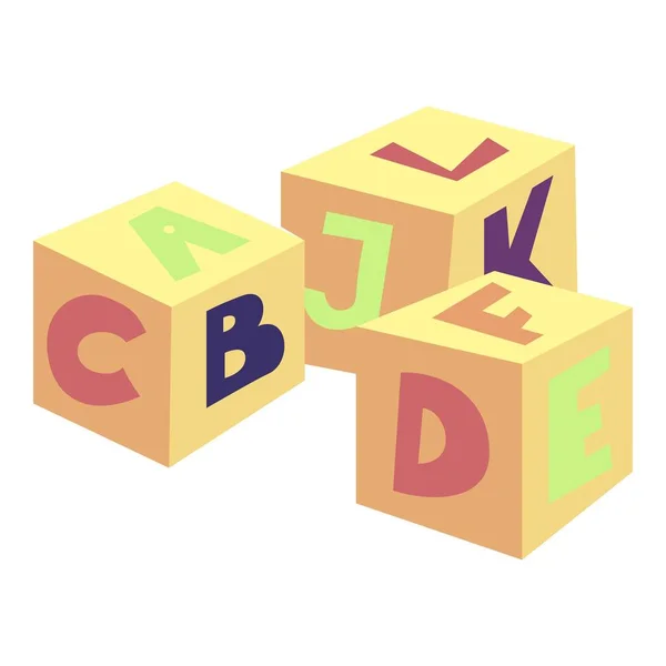 Alfabeto cubos juguete icono, estilo de dibujos animados — Archivo Imágenes Vectoriales