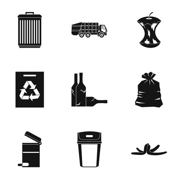 Waste icons set, simple style — Stock Vector