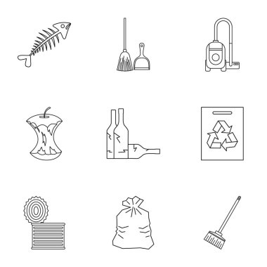 Çöp Icons set, anahat stili