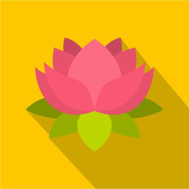 Pembe lotus çiçek simgesi, düz stil