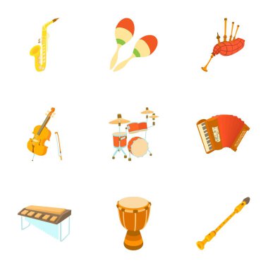 Müzik aygıt simgeler kümesi, karikatür tarzı