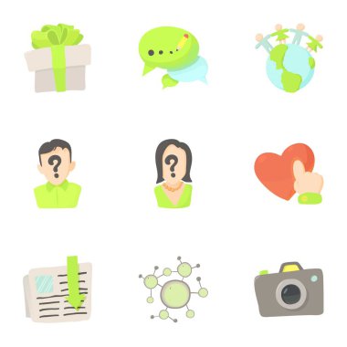 Çevrimiçi etkileşim Icons set, karikatür tarzı