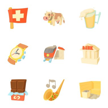 İsviçre Icons set, karikatür tarzı