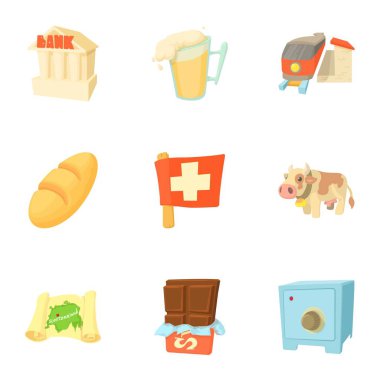 Ülke İsviçre simgeler ayarla, tarzı çizgi film