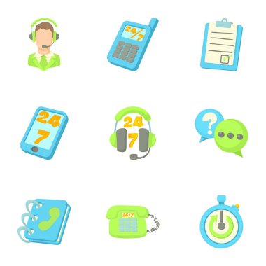 Destek Icons set, karikatür tarzı