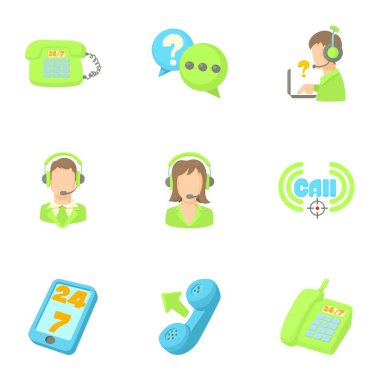 Çevrimiçi destek Icons set, karikatür tarzı