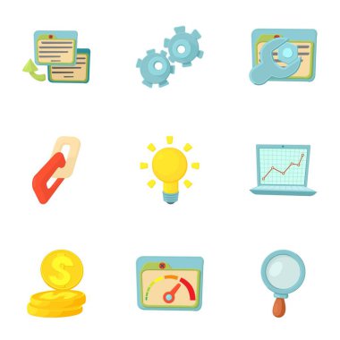 SEO Optimizasyon Icons set, karikatür tarzı