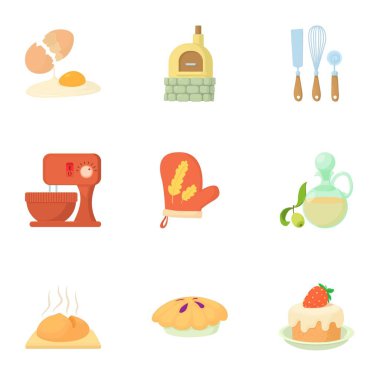 Pastane Icons set, karikatür tarzı