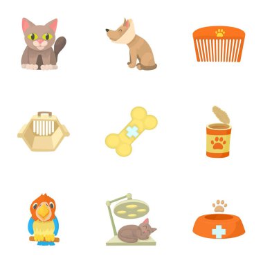 Veteriner Icons set, karikatür tarzı