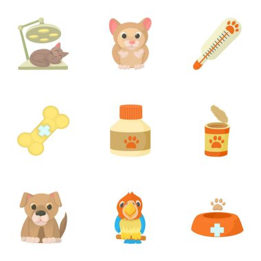 Veteriner Icons set, karikatür tarzı