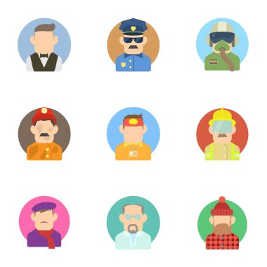 Meslek Icons set, düz stil