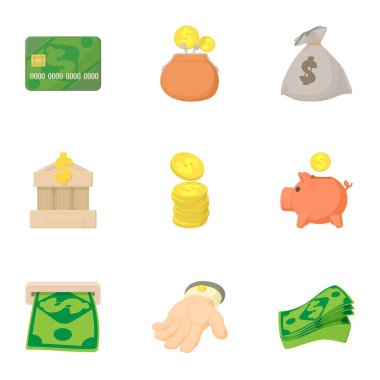 Icons set finansman, karikatür tarzı