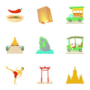 Tayland Icons set, karikatür tarzı