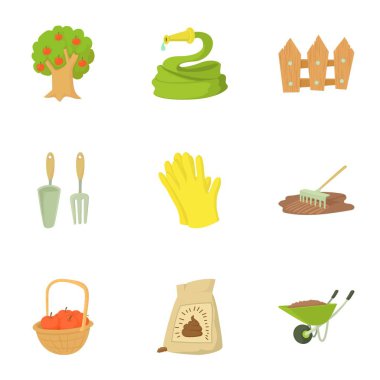 Icons set tarım, karikatür tarzı