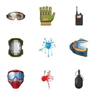Paintball Icons set, karikatür tarzı