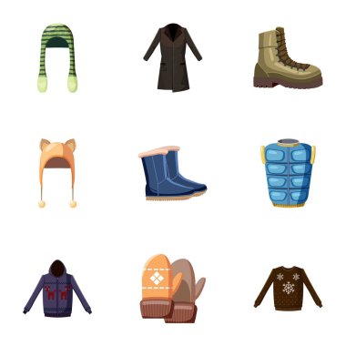 Icons set giyim, karikatür tarzı