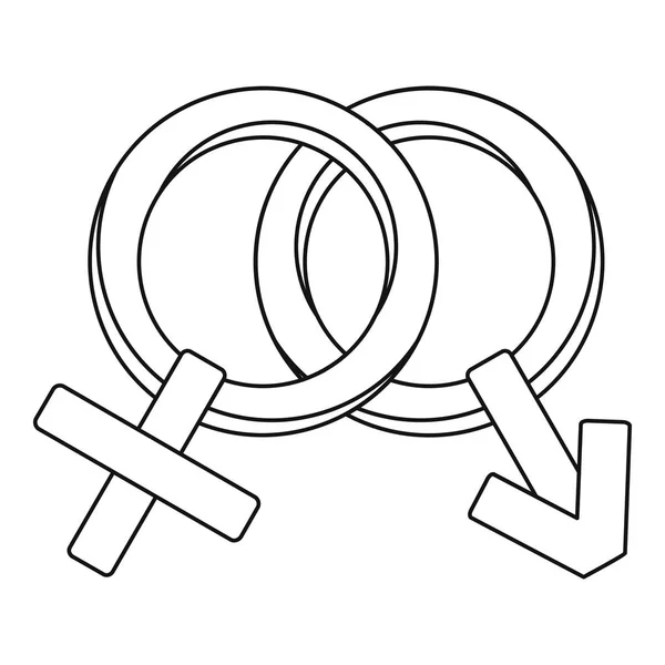 Icône symbole Vénus et Mars, style contour — Image vectorielle