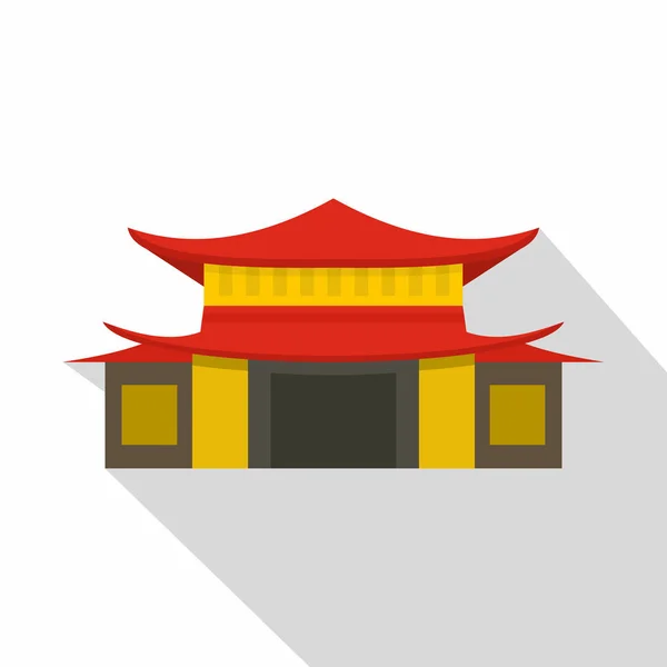 Chinese temple icon, flat style — Stock Vector