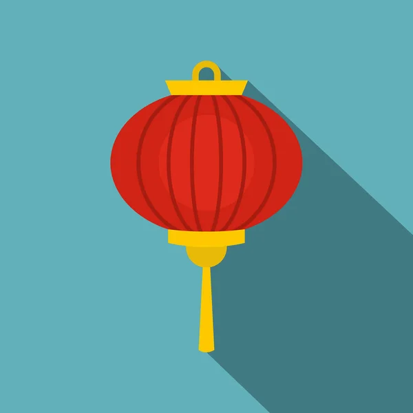 Röda kinesiska lantern ikon, platt stil — Stock vektor
