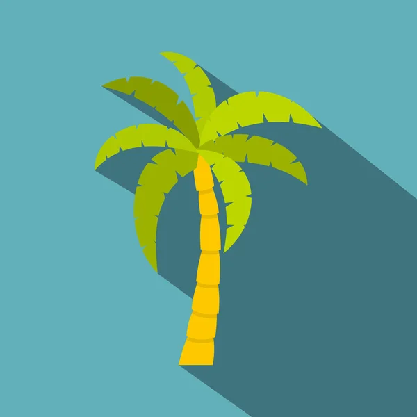 Значок зеленой пальмы, плоский стиль — стоковый вектор