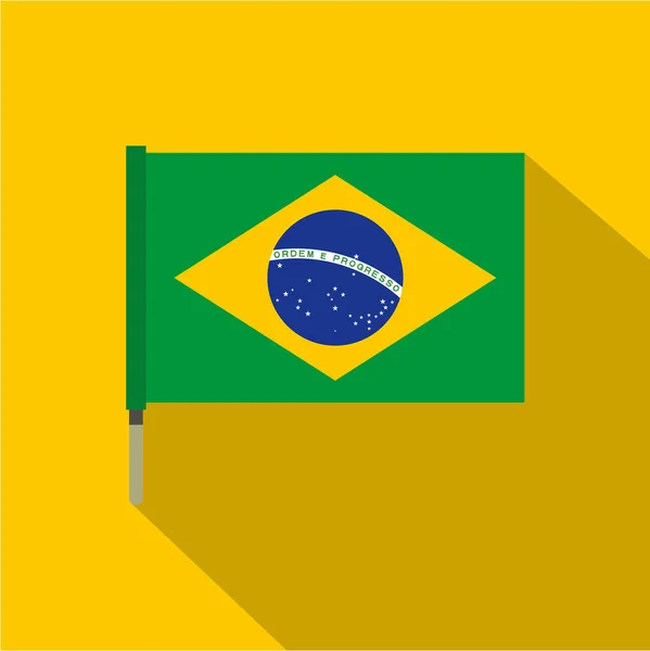 Bandera de Brasil icono, plano — Vector de stock