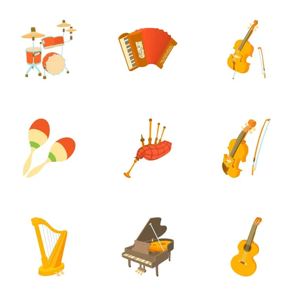 Dispositivo per set di icone musicali, stile cartone animato — Vettoriale Stock