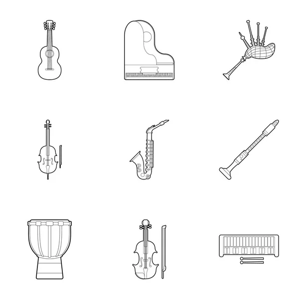 Device for music icons set, outline style — Stock Vector
