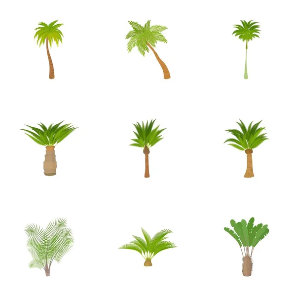 Conjunto de ícones de palma, estilo cartoon — Vetor de Stock