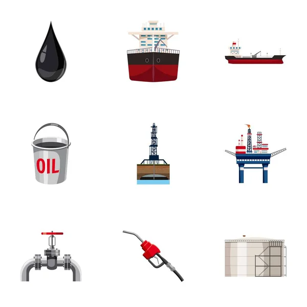 Conjunto de iconos de combustible, estilo de dibujos animados — Vector de stock